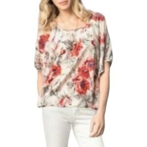 Cabi Gypsy 100% Silk‎ Watercolor Floral Dolman Sleeve Top Blouse Small
